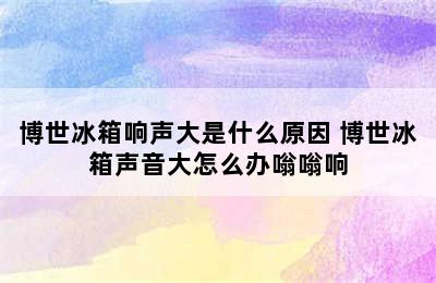 博世冰箱响声大是什么原因 博世冰箱声音大怎么办嗡嗡响